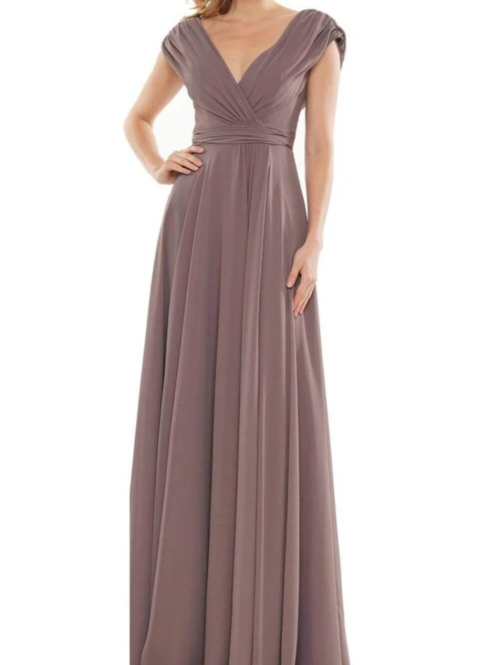 NWT Marsoni by Colors M251 V-Neck Mother of the Bride Dresses Dark Taupe size 8